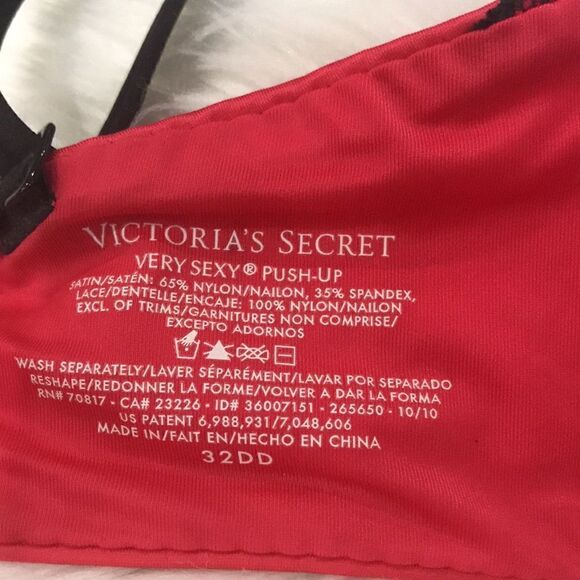 Victoria’s Secret Womenswear Push-Up Bra, 32DD, Pink/Red & Black - Picture 5 of 5